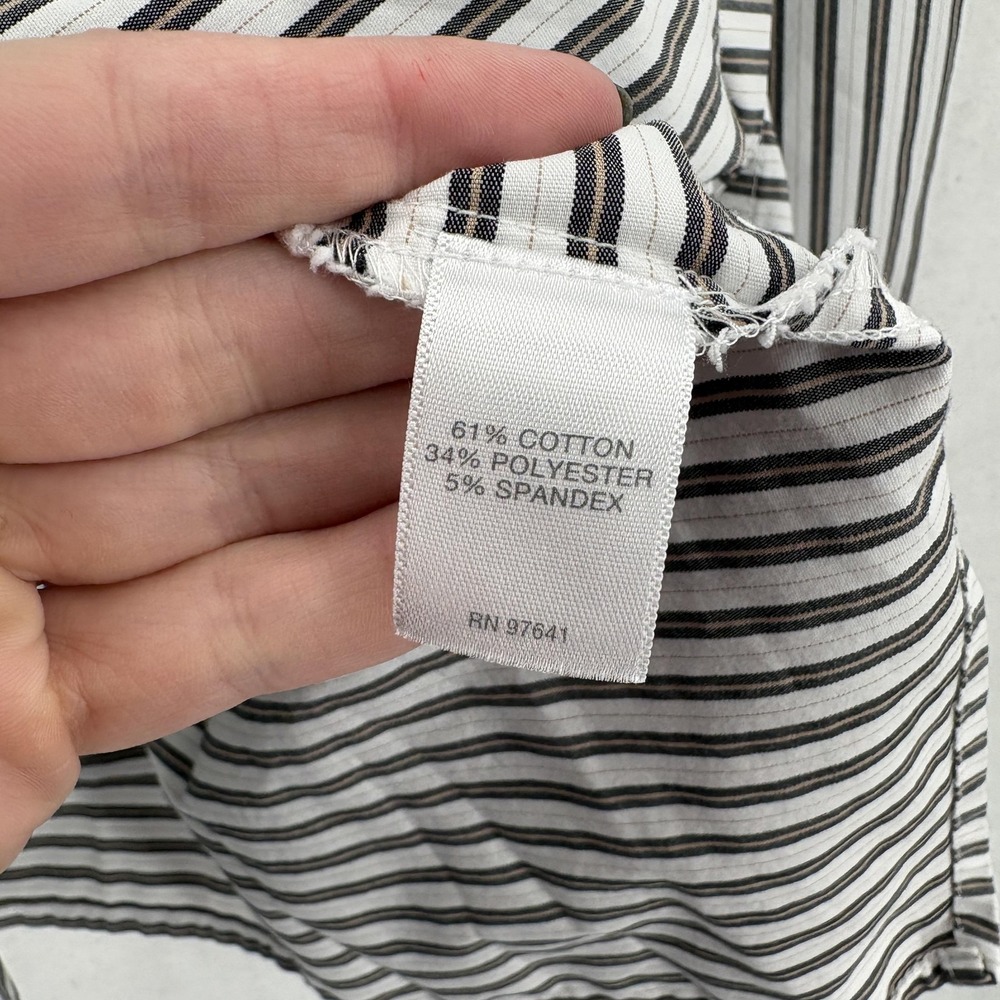 J Jill Shirt Womens 2X Black White Stripe Button Front Tunic Stretch Nautical - Picture 5 of 13